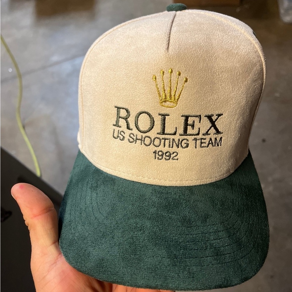 Rolex US Shooting Team 1992 Two-Tone Suede Cap - Beige & Dark Green